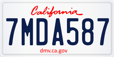 CA license plate 7MDA587
