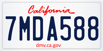 CA license plate 7MDA588