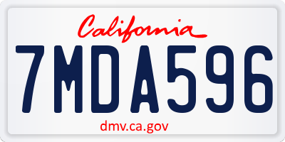 CA license plate 7MDA596