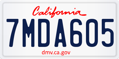 CA license plate 7MDA605