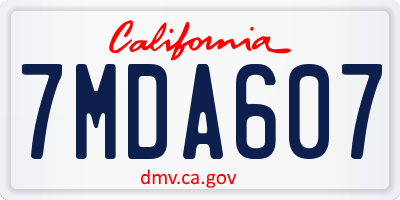 CA license plate 7MDA607