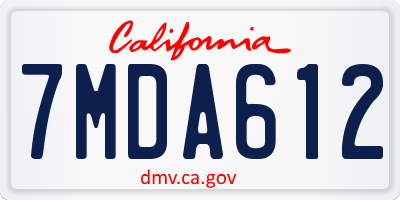 CA license plate 7MDA612