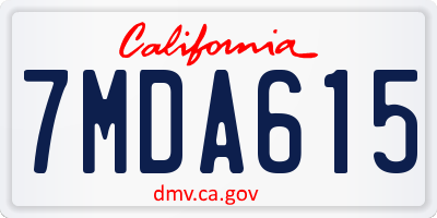 CA license plate 7MDA615