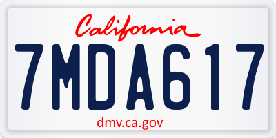 CA license plate 7MDA617