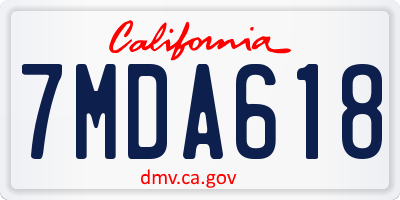 CA license plate 7MDA618