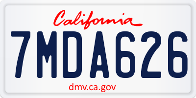 CA license plate 7MDA626