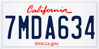 CA license plate 7MDA634