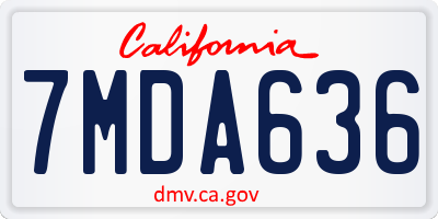 CA license plate 7MDA636