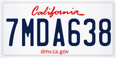 CA license plate 7MDA638
