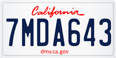 CA license plate 7MDA643