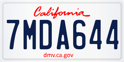 CA license plate 7MDA644