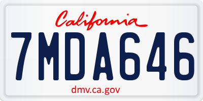 CA license plate 7MDA646