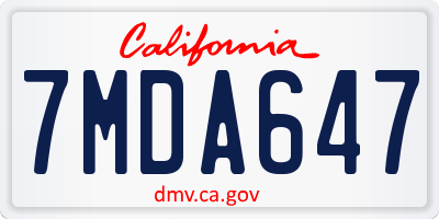 CA license plate 7MDA647