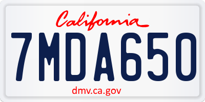 CA license plate 7MDA650
