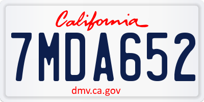 CA license plate 7MDA652
