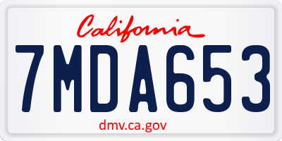 CA license plate 7MDA653
