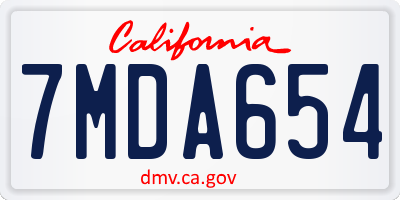 CA license plate 7MDA654