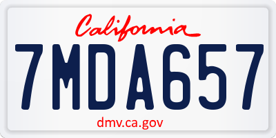 CA license plate 7MDA657