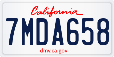 CA license plate 7MDA658