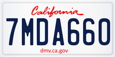 CA license plate 7MDA660