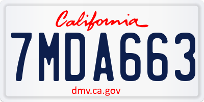 CA license plate 7MDA663
