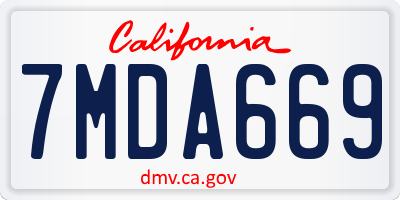 CA license plate 7MDA669