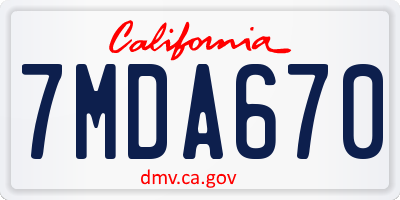 CA license plate 7MDA670