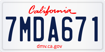 CA license plate 7MDA671