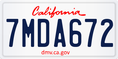 CA license plate 7MDA672