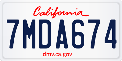 CA license plate 7MDA674