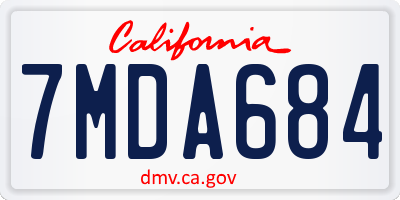 CA license plate 7MDA684