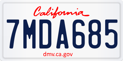 CA license plate 7MDA685