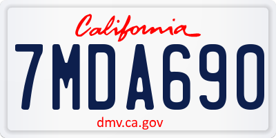 CA license plate 7MDA690