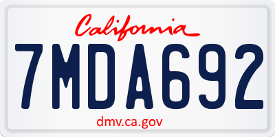 CA license plate 7MDA692