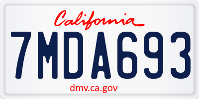 CA license plate 7MDA693