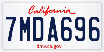 CA license plate 7MDA696