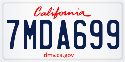 CA license plate 7MDA699