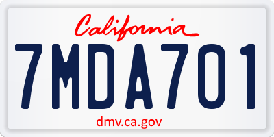 CA license plate 7MDA701