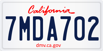 CA license plate 7MDA702