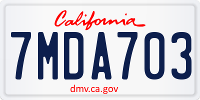 CA license plate 7MDA703