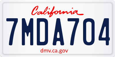 CA license plate 7MDA704