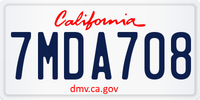 CA license plate 7MDA708