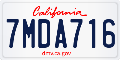 CA license plate 7MDA716