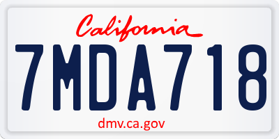 CA license plate 7MDA718