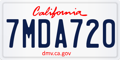 CA license plate 7MDA720