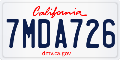CA license plate 7MDA726