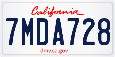 CA license plate 7MDA728