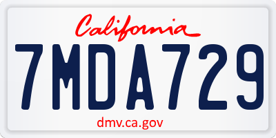 CA license plate 7MDA729