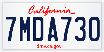 CA license plate 7MDA730