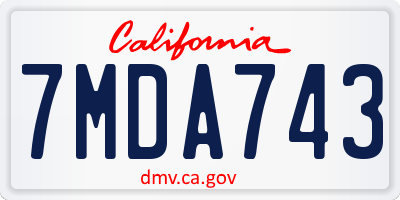 CA license plate 7MDA743